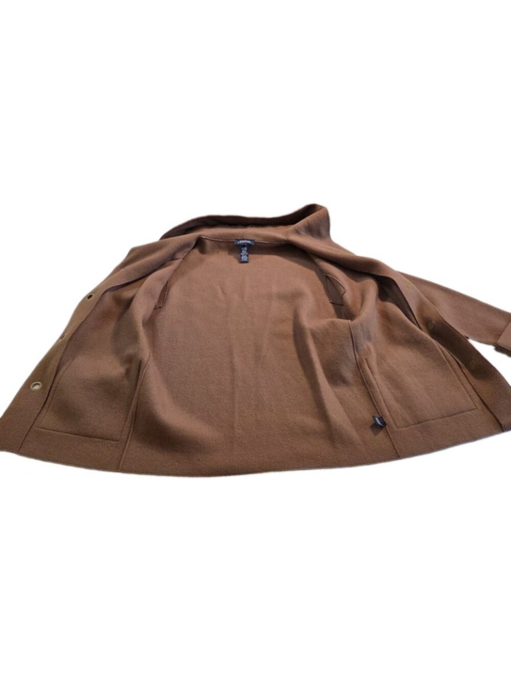 VTG Jones New York Signature Wool Blend Coat Womens S Hooded Camel Brown Clasp - Picture 12 of 16
